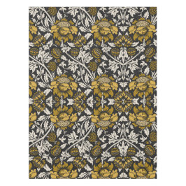 Toalha De Mesa Padrão floral ornamentado com grandes flores doura