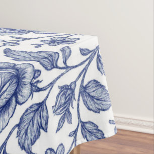 Toalha De Mesa Padrão Floral Real de Rosas Azuis
