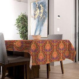 Toalha De Mesa Padrão Floral Roxo, Marrom e Dourado Vintage