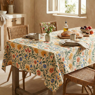 Toalha De Mesa Padrão Floral Sem Costura Vintage Mediterrânica
