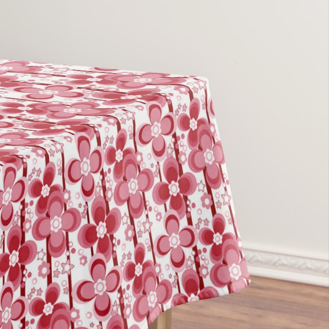 Toalha De Mesa Padrão floral vermelho e branco (Posição Original)