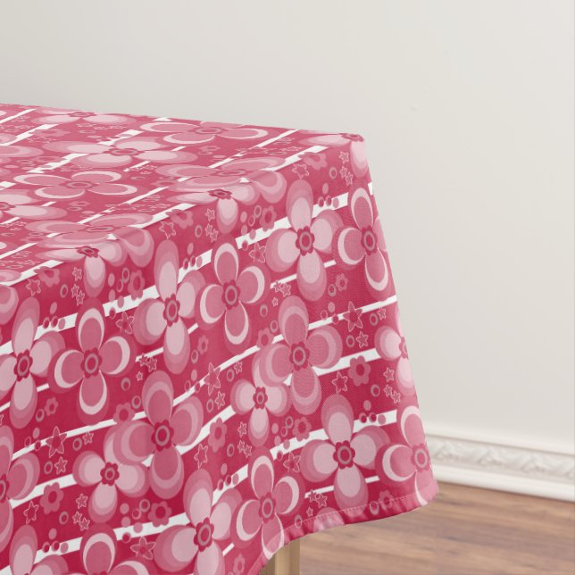 Toalha De Mesa Padrão floral vermelho e branco (Posição Original)