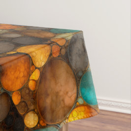 Toalha De Mesa Padrão Fractal Abstrato Marrom Turquesa