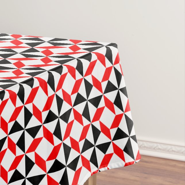 Toalha De Mesa Padrão geométrico abstrato branco vermelho preto (Posição Original)