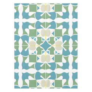 Toalha De Mesa Padrão Geométrico Abstrato em Verde e Azul
