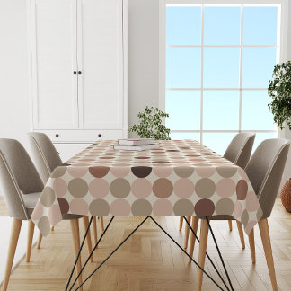 Toalha De Mesa Padrão geométrico de bolinhas marrons e rosas