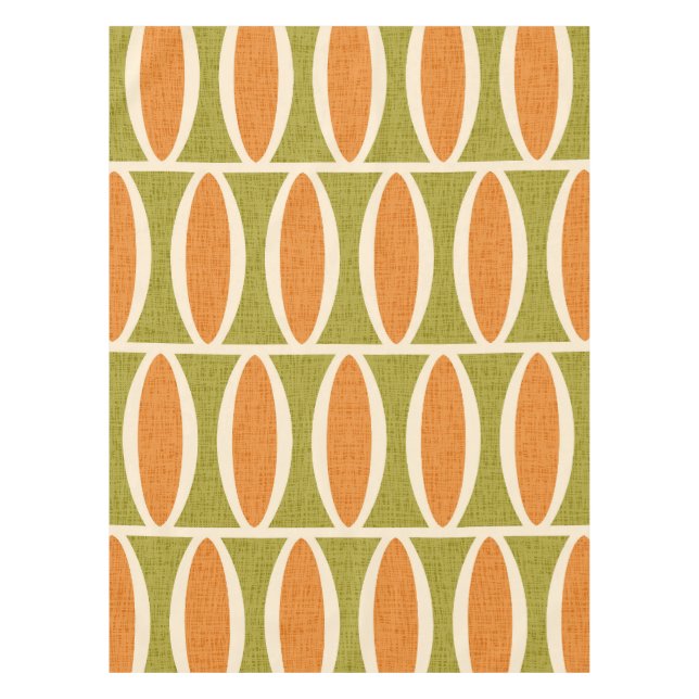 Toalha De Mesa Padrão Geométrico de Oval do meio século (Frente)