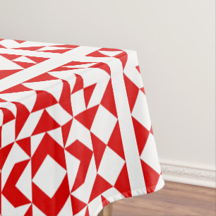 Toalha De Mesa Padrão Geométrico de Quilt do Vintage Red Christ