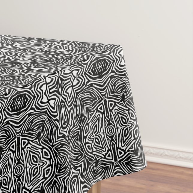 Toalha De Mesa Padrão geométrico dos abstrato a preto e branco (Posição Original)
