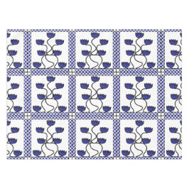 Toalha De Mesa Padrão Geométrico Floral Azul Persa Asiático