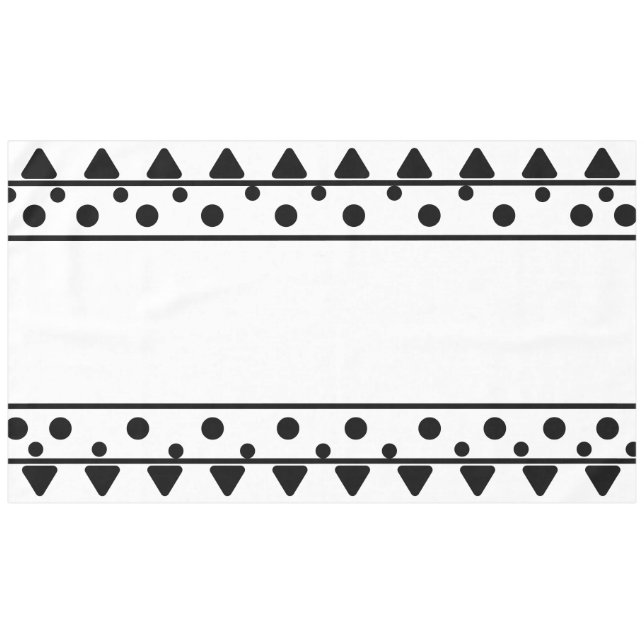 Toalha De Mesa Padrão Geométrico Preto Branco (Frente (Horizontal))