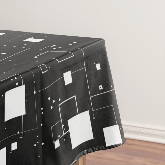 Toalha De Mesa Padrão Geométrico Preto e Branco (Posição Original)