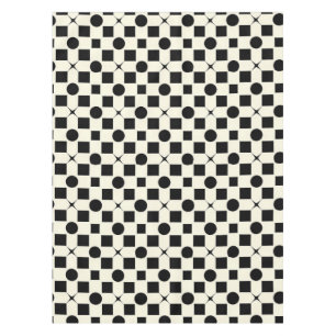 Toalha De Mesa Padrão Geométrico Preto e Branco com Círculos