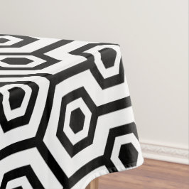 Toalha De Mesa Padrão Geométrico Preto em Octagon Branco