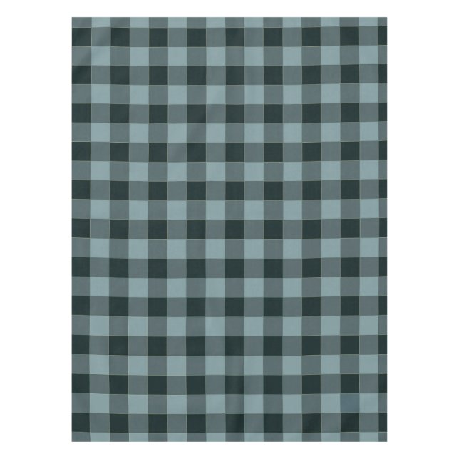 Toalha De Mesa Padrão Gingham Preto Azul Verificado (Frente)