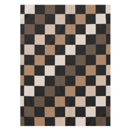 Toalha De Mesa Padrão Gingham Preto-Castanho Verificado