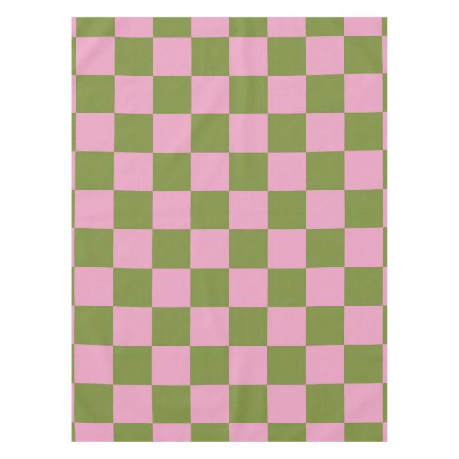 Toalha De Mesa Padrão Gingham Verdejado Rosa (Frente)