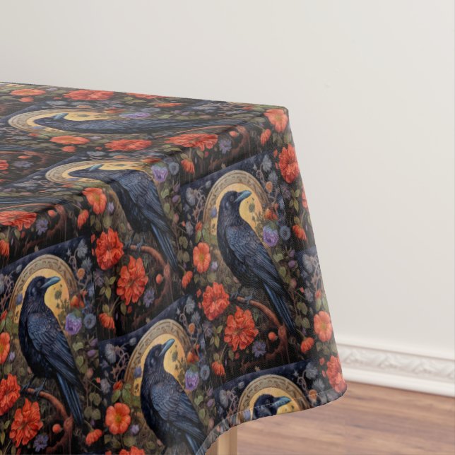 Toalha De Mesa Padrão Gótico Preto Raven Escuro (Posição Original)