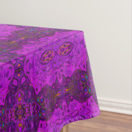 Toalha De Mesa Padrão Groovy Abstrato Magenta e Preto