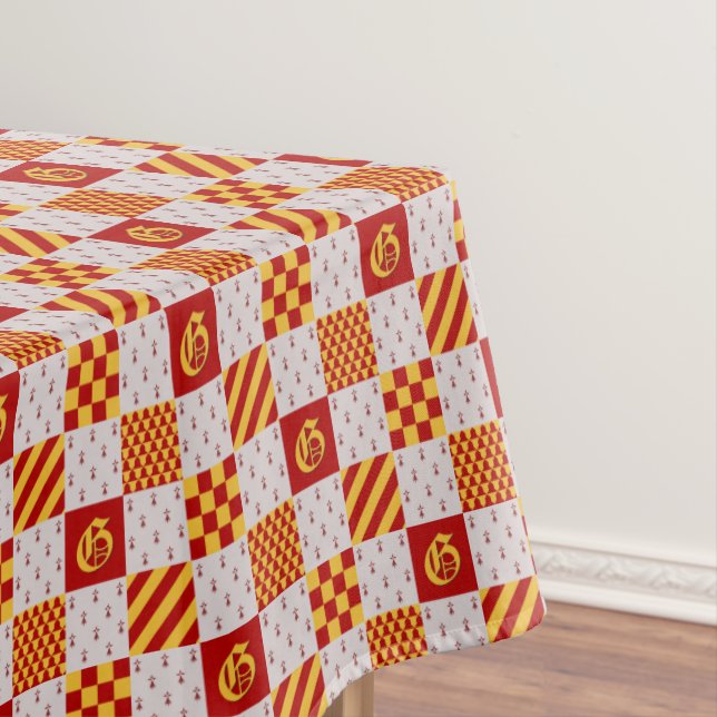 Toalha De Mesa Padrão Heráldico do Vair Amarelo Amarelo Medieval (Posição Original)