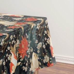 Toalha De Mesa Padrão Japonês de Peixes Koi Insoltos