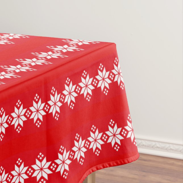 Toalha De Mesa Padrão Knted de Natal Vermelho e Branco (Posição Original)