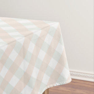 Toalha De Mesa Padrão Laranja Verde de Gingham Verde Neutro para