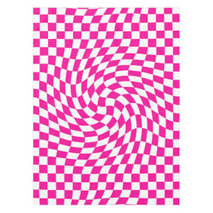 Toalha De Mesa Padrão Magenta Cor-de-Rosa e Branco-Vermelho Chic 