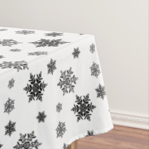 Toalha De Mesa Padrão Minimalista de Floco de Neve Preto