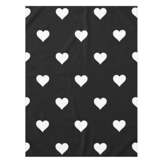 Toalha De Mesa Padrão Minimalista do Coração Negro e Branco
