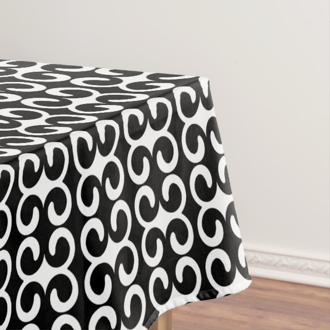 Toalha De Mesa Padrão Moderno Branco e Preto do Chic (Posição Original)