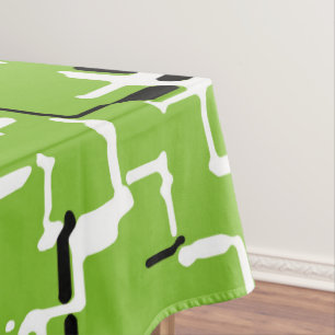 Toalha De Mesa Padrão Moderno Branco Verde Preto
