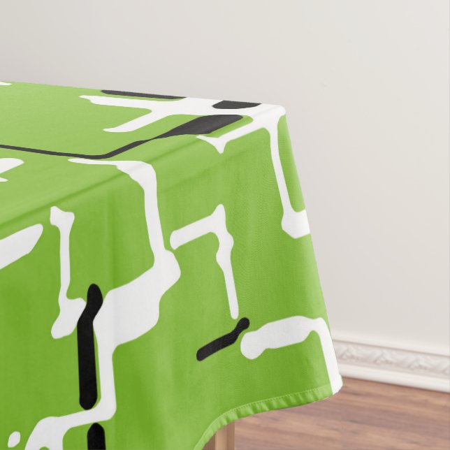 Toalha De Mesa Padrão Moderno Branco Verde Preto (Posição Original)
