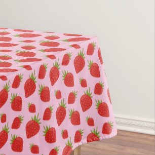 Toalha De Mesa Padrão Moderno de Morango Vermelho Rosa Moderno
