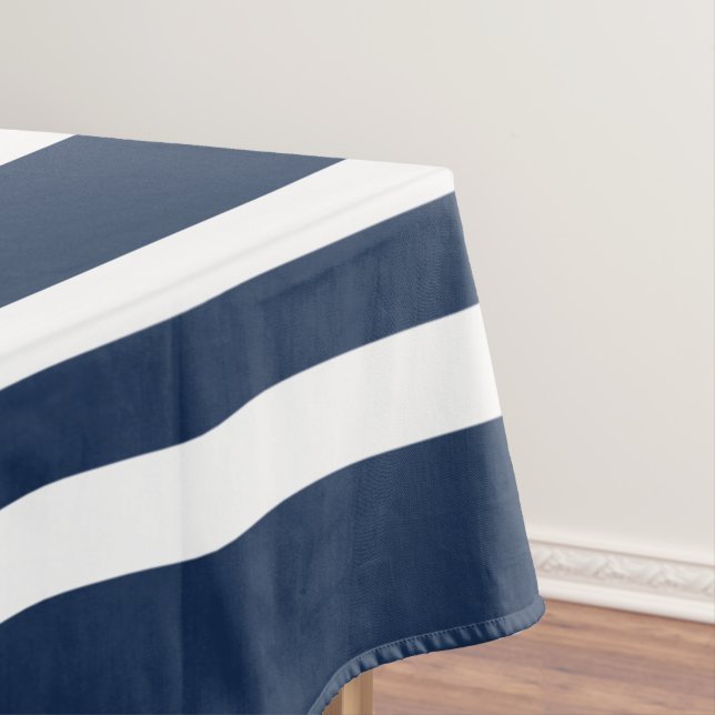 Toalha De Mesa Padrão Moderno De Stripes Azul E Branco (Posição Original)