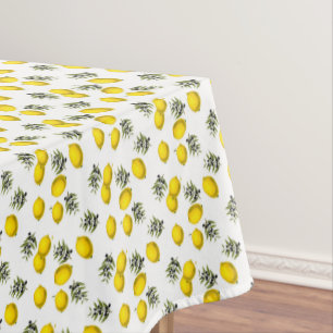 Toalha De Mesa Padrão Moderno Vintage de Limão e Oliva