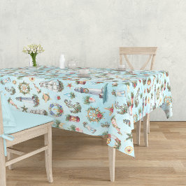 Toalha De Mesa Padrão Náutico de Aquarela de Natal