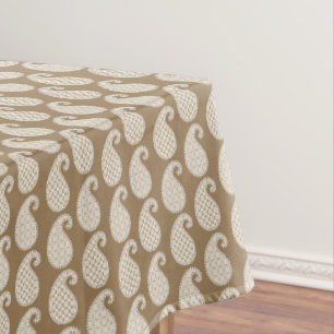 Toalha De Mesa padrão Paisley, bege taupe e branco