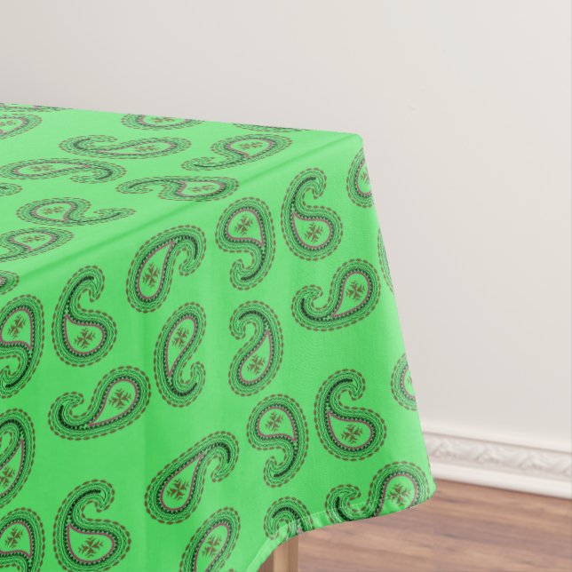 Toalha De Mesa Padrão paisley decorativo em verde (Posição Original)