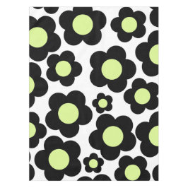 Toalha De Mesa Padrão Preto de Flor de Hippie Verde Neon