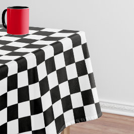 Toalha De Mesa Padrão Preto E Branco Da Checkboard