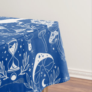 Toalha De Mesa Padrão Psicodélico do Cogumelo 2D.BW.b Azul BG