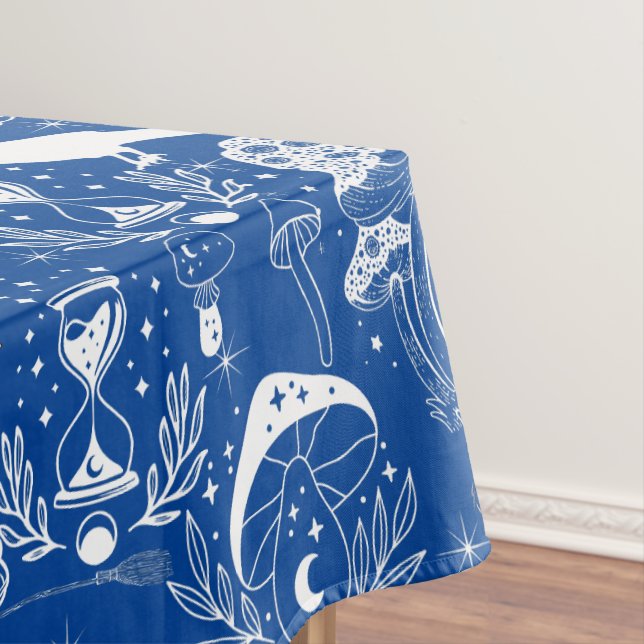 Toalha De Mesa Padrão Psicodélico do Cogumelo 2D.BW.b Azul BG (Posição Original)