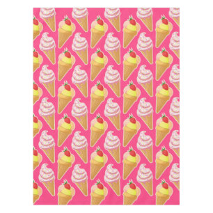Toalha De Mesa Padrão rosa Kawaii com sorvete de morango