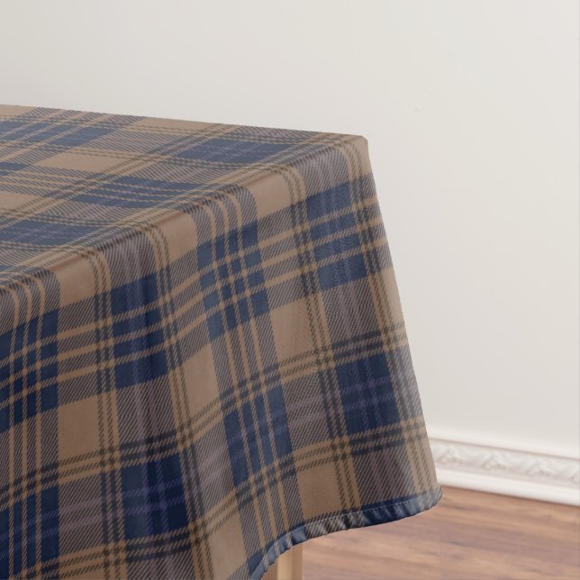 Toalha De Mesa Padrão Russo da Xadrez de Tartan Azul-Castanho (Posição Original)