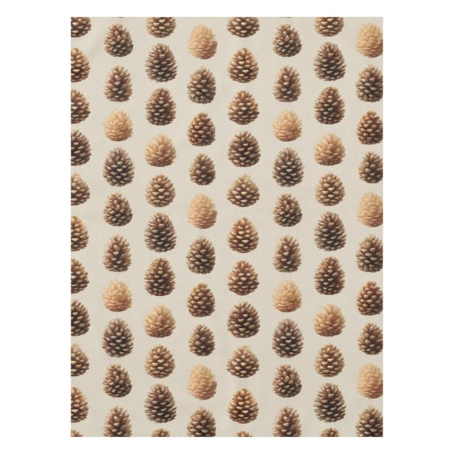 Toalha De Mesa Padrão Rustic Brown Pine Cone Winter (Frente)