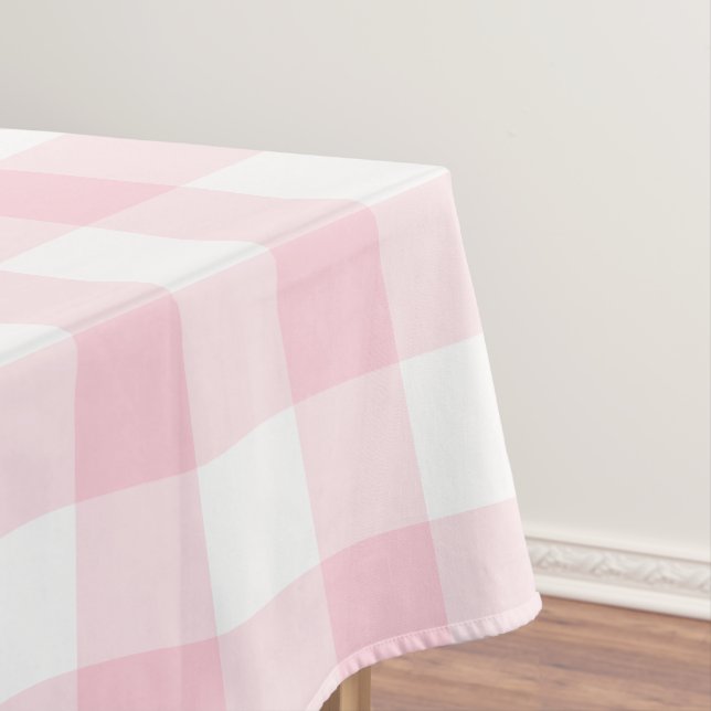 Toalha De Mesa Padrão Rustic Pink Gingham Check Xadrez (Posição Original)