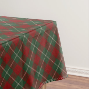 Toalha De Mesa Padrão Rustic Red Green e Beige Tartan de Xadrez