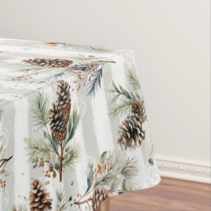 Toalha De Mesa Padrão Rústico Boho de Natal de Pinheiro Fazenda