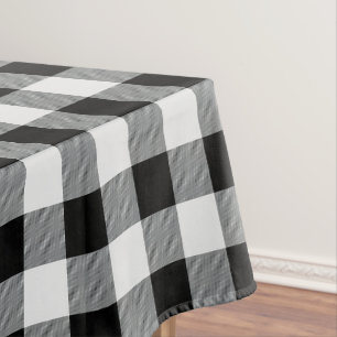 Toalha De Mesa Padrão Rústico de Xadrez de Buffalo Branco Negro